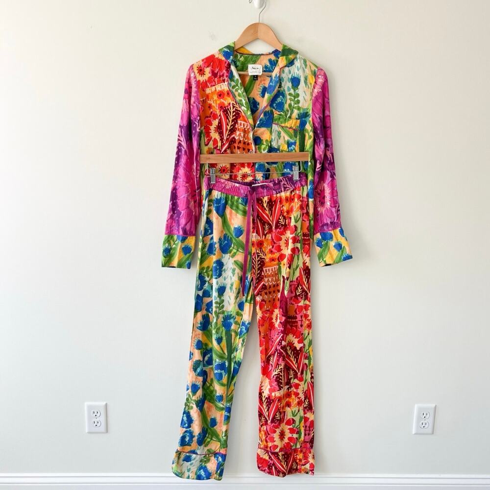 Anthropologie Roeqiya Fris Garden Bloom Floral Multicolored Pajama Set Size XS